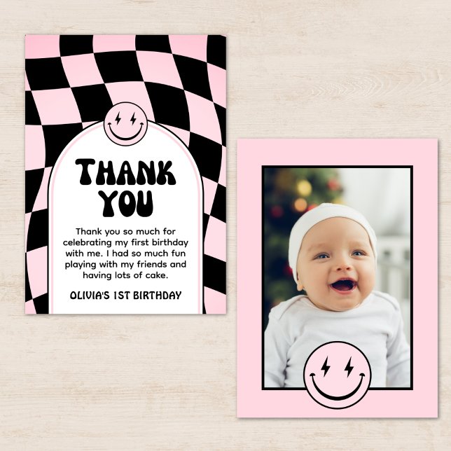 Tarjeta De Agradecimiento Un feliz cumpleaños de la foto del cheque rosado d (Subido por el creador)