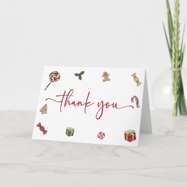 Tarjeta De Agradecimiento Un feroz feriado de Navidades en Baby Shower (Anverso)