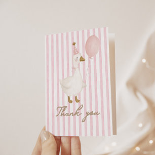 Tarjeta De Agradecimiento Un ganso tonto Cumpleaños de niñas rosadas