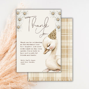 Tarjeta De Agradecimiento Un Ganso Tonto Cumpleaños Neutral Boho Bebé 1er.