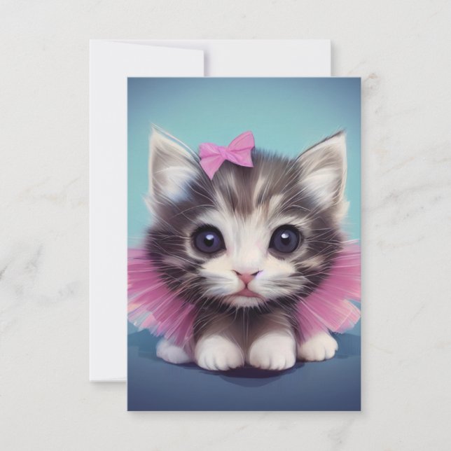 Tarjeta De Agradecimiento Un gatito lindo en tutu (Anverso)