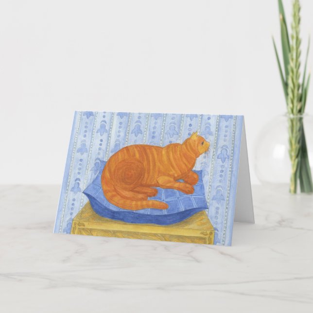 Tarjeta De Agradecimiento Un gato en la almohada (Anverso)