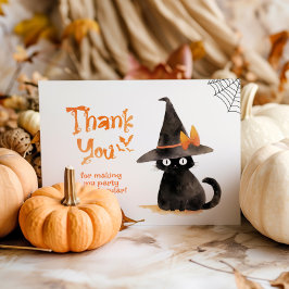 Tarjeta De Agradecimiento Un gato negro lindo cumpleaños de Halloween gracia
