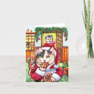 Tarjeta De Agradecimiento Un gato totalmente desvencijado comiendo galletas 