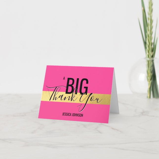 Tarjeta De Agradecimiento UN GRAN GRACIAS - Relieve metalizado dorado Faux H (Anverso)