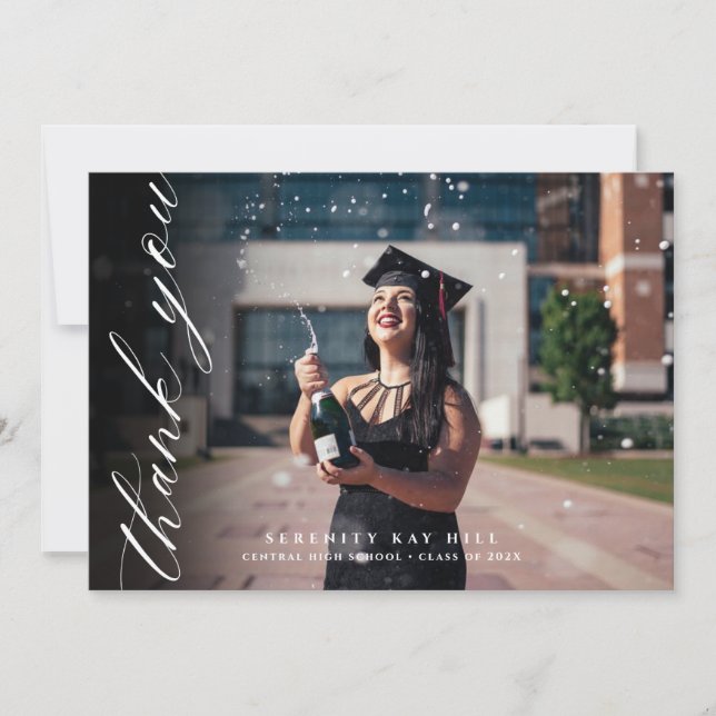 Tarjeta De Agradecimiento Un guión elegante clásico gracias (Anverso)