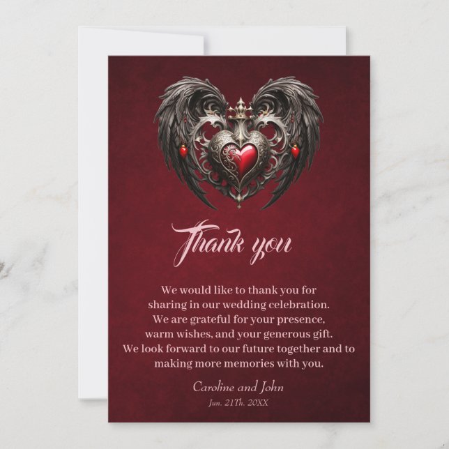Tarjeta De Agradecimiento Un impresionante corazón gótico (Anverso)