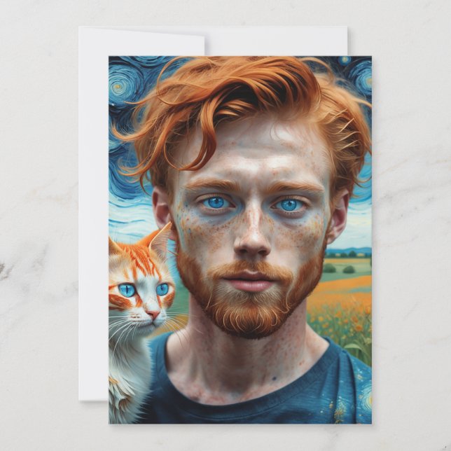 Tarjeta De Agradecimiento Un joven apuesto, con cabello rojo natural (Anverso)