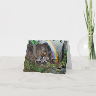 Tarjeta De Agradecimiento Un leprechaun alcanza su olla llena de oro