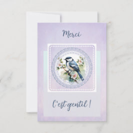 Tarjeta De Agradecimiento Un merci tout en délicatesse -oiseau bleu