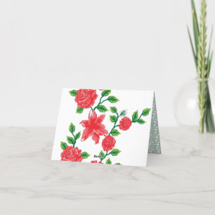 Tarjeta De Agradecimiento un montón de flores rojas sobre un fondo blanco