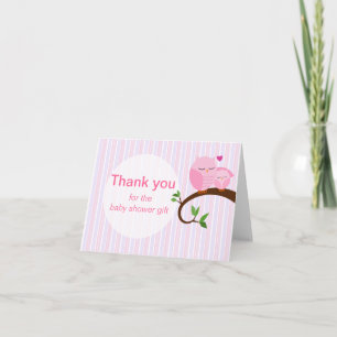 Tarjeta De Agradecimiento Un Montón De Lechuzas Rosadas De Baby Shower Graci
