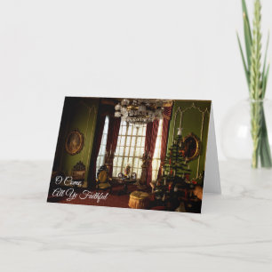 Tarjeta De Agradecimiento Un Navidad victoriano - "Vengan Todos Fieles"