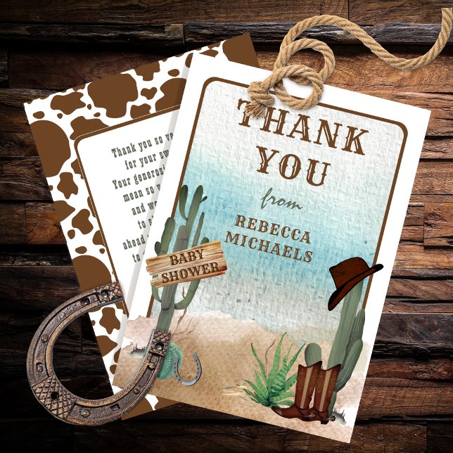 Tarjeta De Agradecimiento Un niñito occidental, Baby Shower gracias (A Little Cowboy Western Boy Baby Shower Thank You Card)