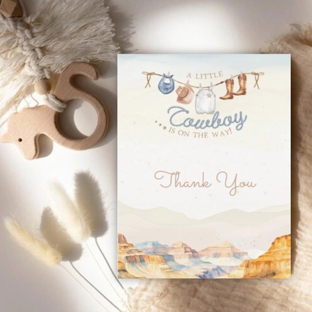 Tarjeta De Agradecimiento Un niño pequeño Cowboy Western Canyon Baby Shower (Subido por el creador)