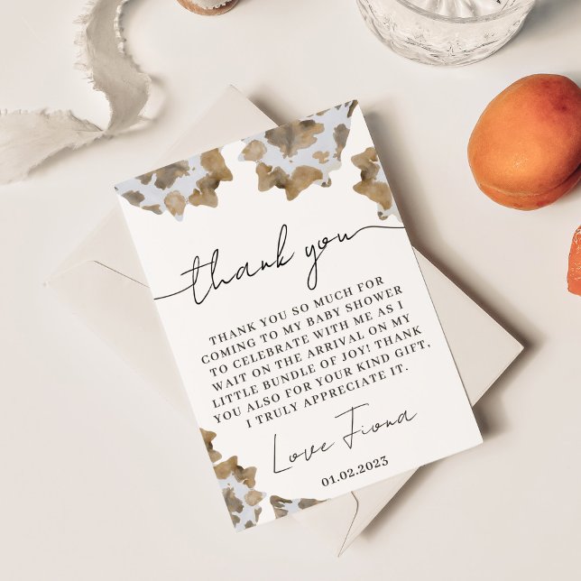 Tarjeta De Agradecimiento Un niño pequeño está en camino (cowboy themed thank you card for western baby shower)