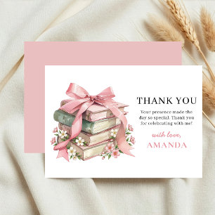Tarjeta De Agradecimiento Un Nuevo Capítulo Arco Rosa Floral Libros Baby Sho