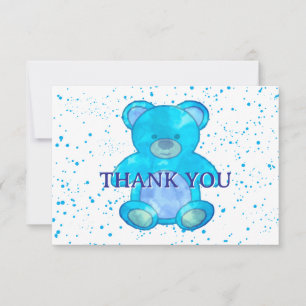 Tarjeta De Agradecimiento Un Oso Bebé Con Azul Personalizado Gracias