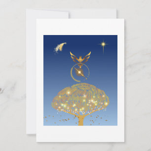 Tarjeta De Agradecimiento Un pájaro volando sobre un árbol dorado