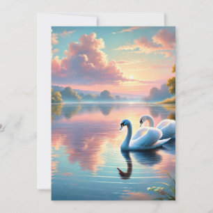 Tarjeta De Agradecimiento Un par de cisnes deslizándose en un sereno lago
