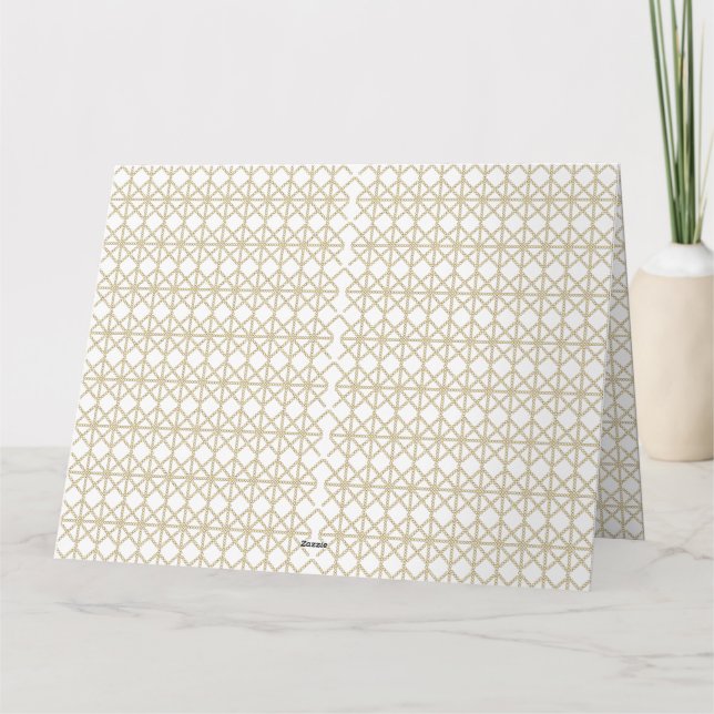 Tarjeta De Agradecimiento un patrón geométrico blanco y dorado (Reverso)