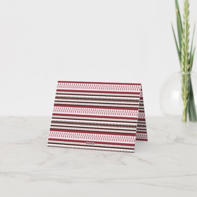 Tarjeta De Agradecimiento un patrón rayado rojo y blanco (Reverso)