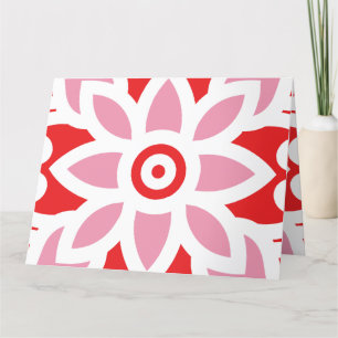 Tarjeta De Agradecimiento un patrón rojo y blanco con una flor sobre él
