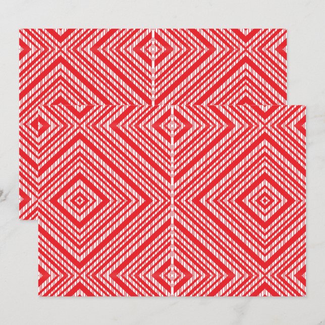 Tarjeta De Agradecimiento Un patrón simétrico con rojo, naranja y p (Anverso / Reverso)