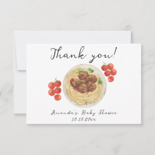 Tarjeta De Agradecimiento Un pequeño albóndiga está en camino Baby Shower