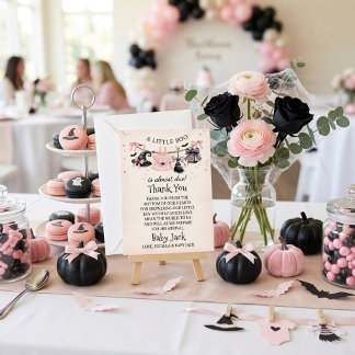 Tarjeta De Agradecimiento Un pequeño arco rosa Boo Baby Shower de Halloween