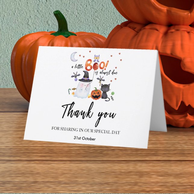 Tarjeta De Agradecimiento Un pequeño Baby Shower de Boo Halloween (Subido por el creador)