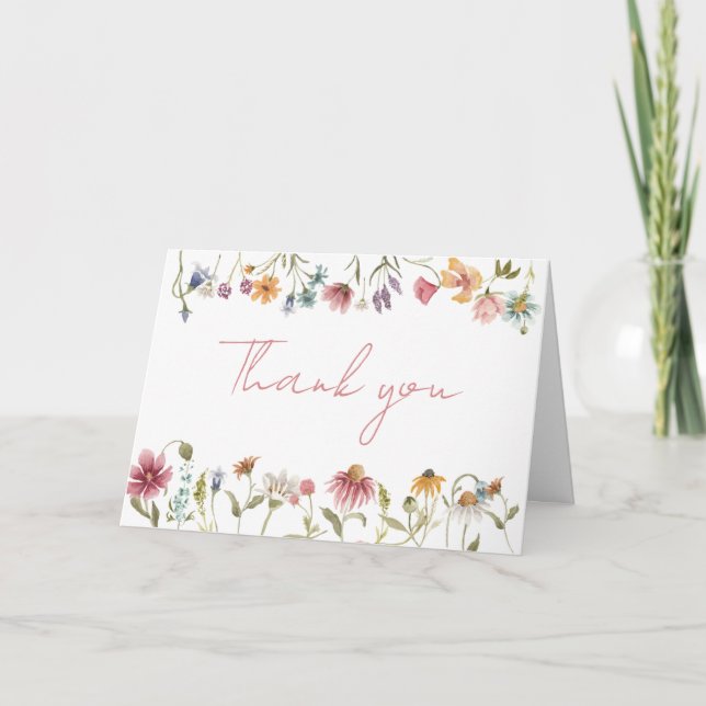 Tarjeta De Agradecimiento Un pequeño Baby Shower de flores silvestres (Anverso)