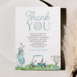 Tarjeta De Agradecimiento Un pequeño Baby Shower de golf azul Putter
