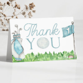 Tarjeta De Agradecimiento Un pequeño Baby Shower de golf azul Putter