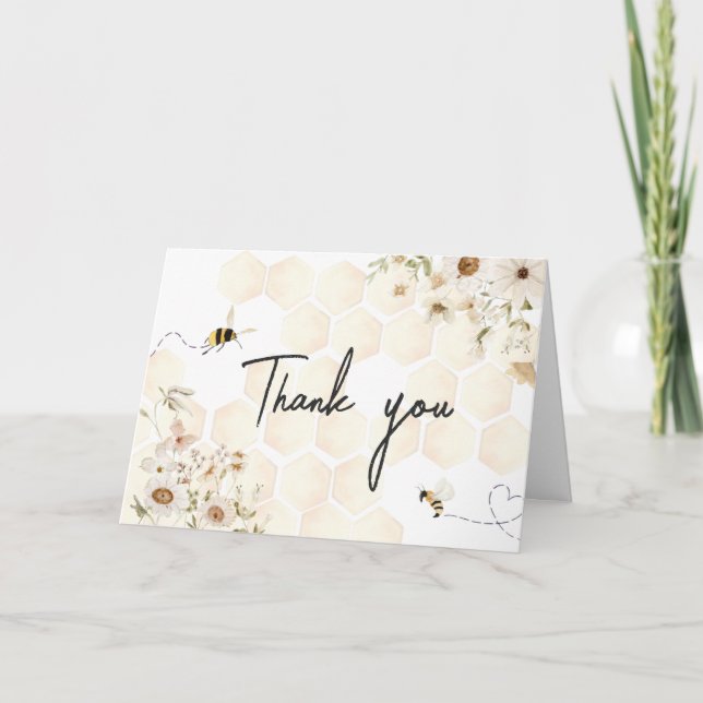 Tarjeta De Agradecimiento Un pequeño Baby Shower de miel (Anverso)