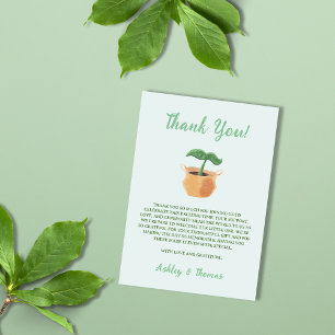 Tarjeta De Agradecimiento Un pequeño Baby Shower neutro en la planta de un j