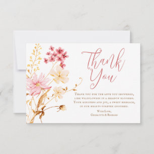 Tarjeta De Agradecimiento Un Pequeño Boho de Flores Silvestres Baby Shower G