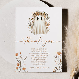 Tarjeta De Agradecimiento Un pequeño Boo Fantasma Flor salvaje Baby Shower