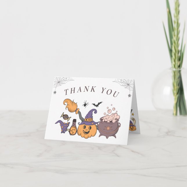 Tarjeta De Agradecimiento Un pequeño Boo Halloween Baby Shower Gracias (Anverso)