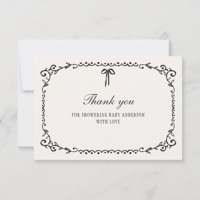 Tarjeta De Agradecimiento Un pequeño Boo Negro Bow Halloween Baby Shower (Anverso)