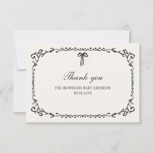 Tarjeta De Agradecimiento Un pequeño Boo Negro Bow Halloween Baby Shower