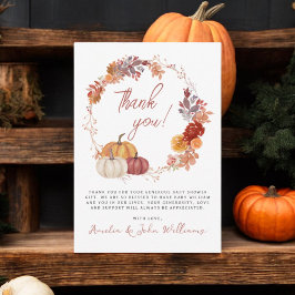 Tarjeta De Agradecimiento Un pequeño calabaza en el otoño de la floral Baby 