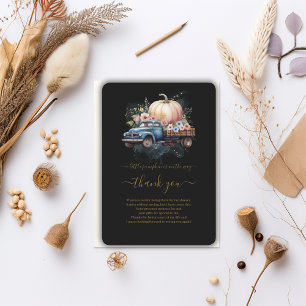 Tarjeta De Agradecimiento Un pequeño camión de color de calabaza Baby Shower