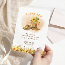 Tarjeta De Agradecimiento Un pequeño chico de vaca occidental Neutral Baby S