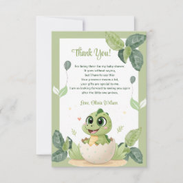 Tarjeta De Agradecimiento Un Pequeño Dinosaurio Está En Camino De Baby Showe