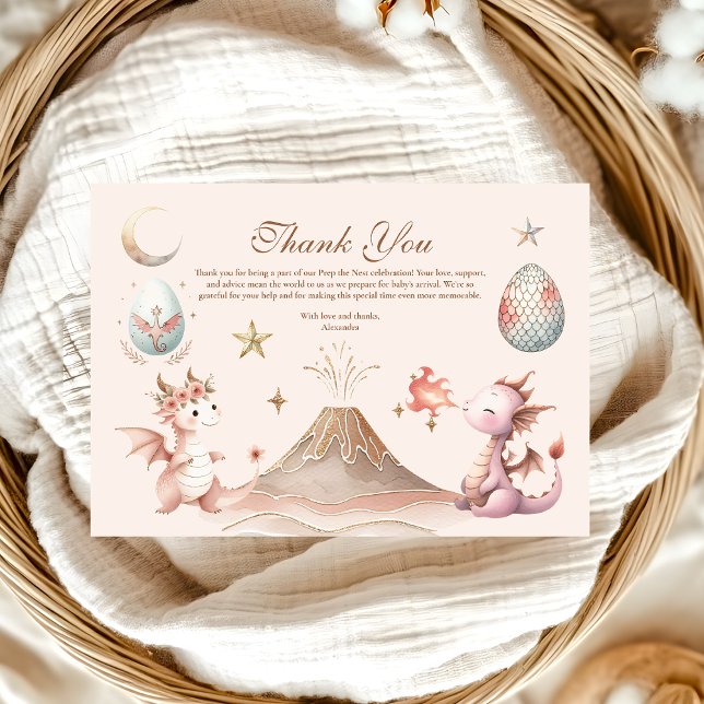 Tarjeta De Agradecimiento Un pequeño dragón está en camino: fiesta para bebé (Subido por el creador)