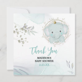 Tarjeta De Agradecimiento Un pequeño elefante Baby Shower