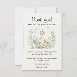 Tarjeta De Agradecimiento Un pequeño ganso tonto anda suelto: Baby Shower