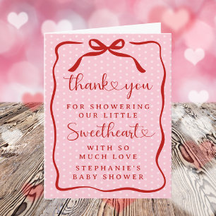 Tarjeta De Agradecimiento Un pequeño lazo rosa rojo dulzura baby shower para