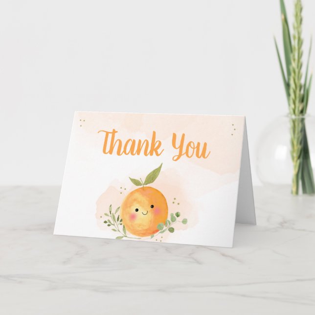 Tarjeta De Agradecimiento Un pequeño Naranja de Citrus Cutie Baby Shower (Anverso)